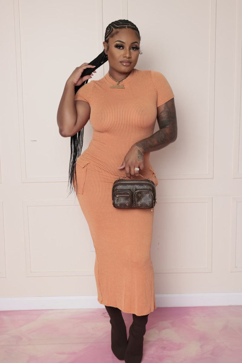 Brunch Bae Dress- Rust