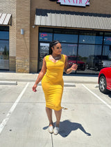 Monica Midi Dress- Mustard