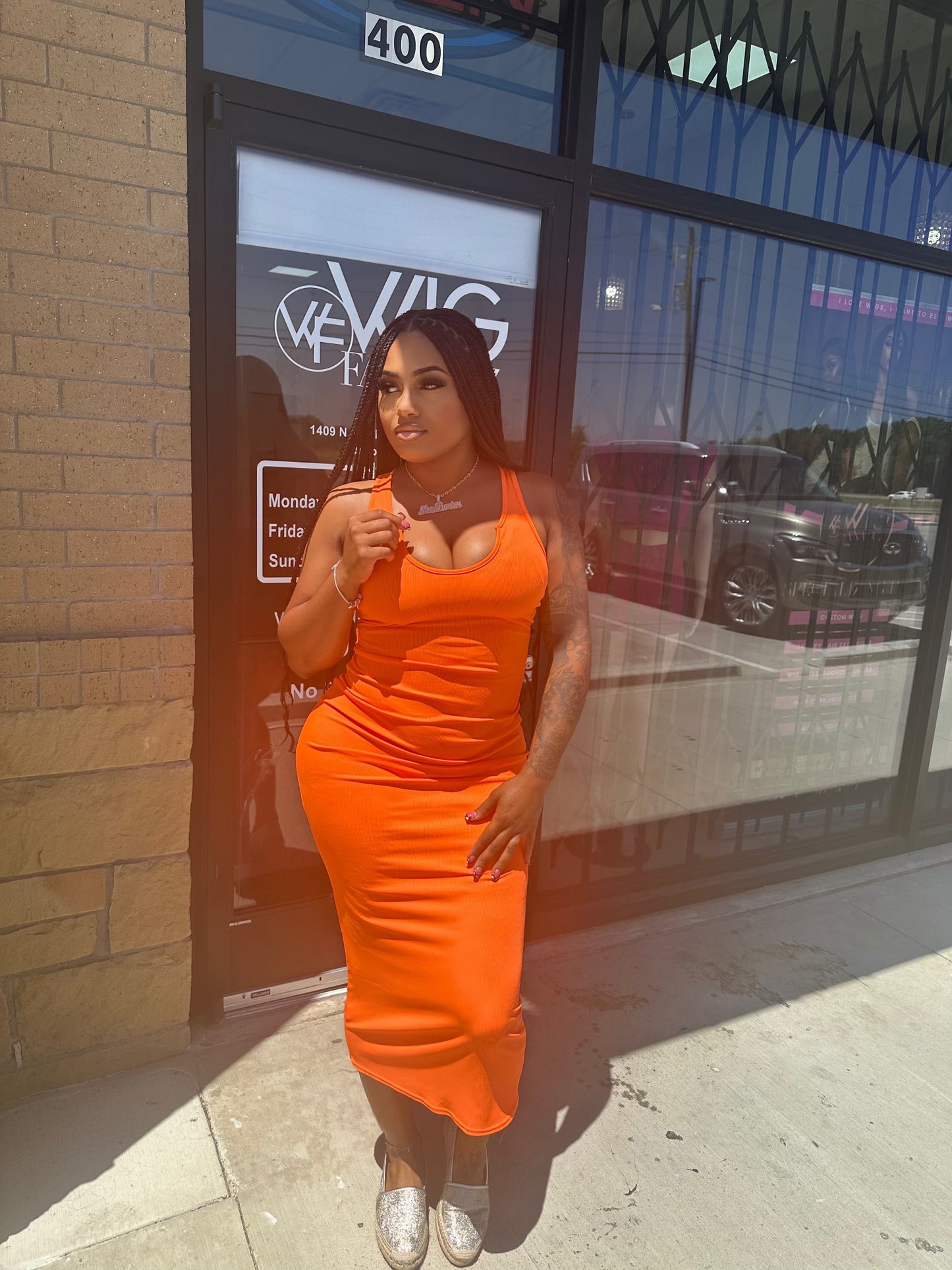 Kelsie Ribbed Maxi- Orange