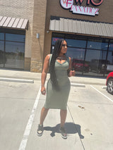 Monica Midi Dress- Olive Green